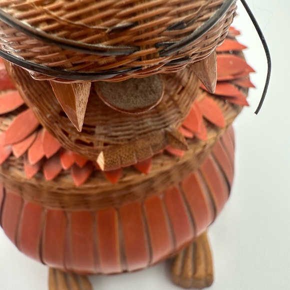Vintage Shanghai Handicrafts Woven Wicker Wooden Foo Dog Red Lion Basket - Picture 10 of 16